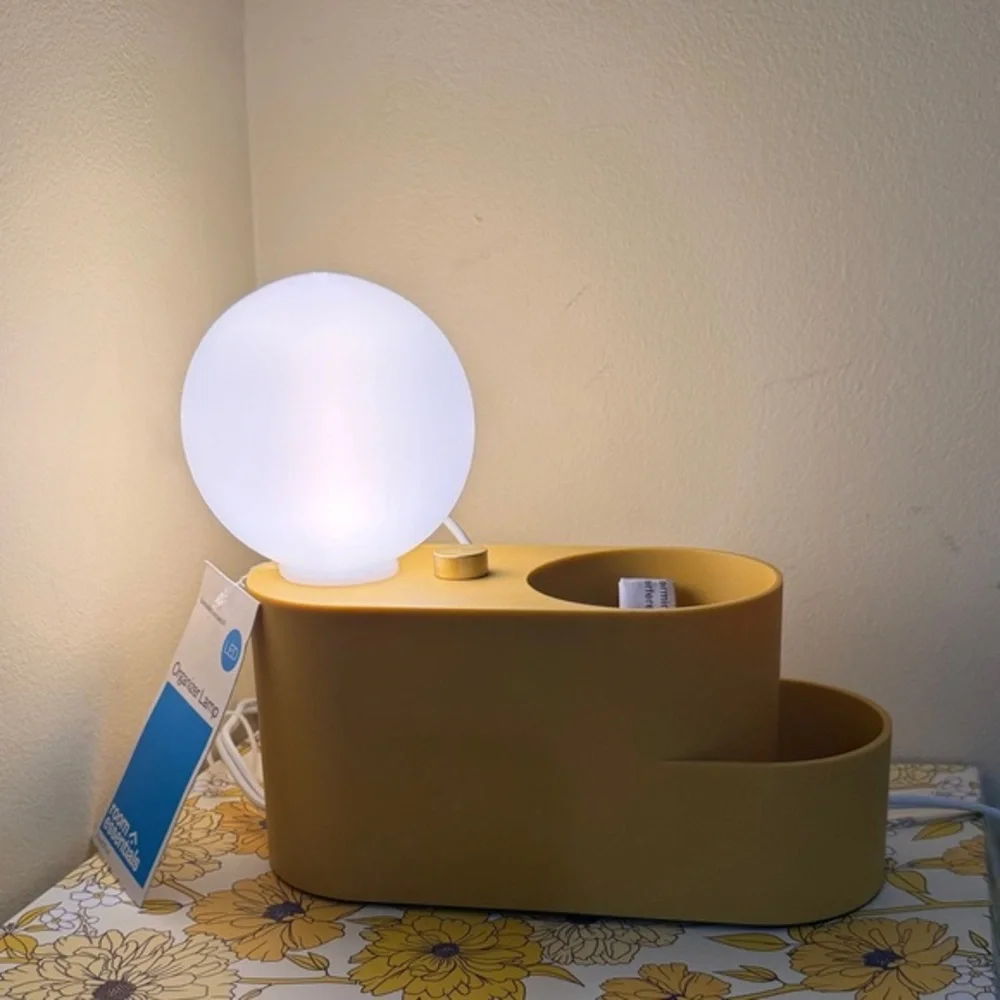 Modern Touch Mustard Yellow Organizer Lamp with Two Storage